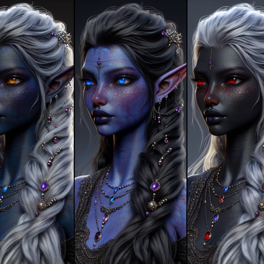Detailed Dark Elf Fantasy Concept Art