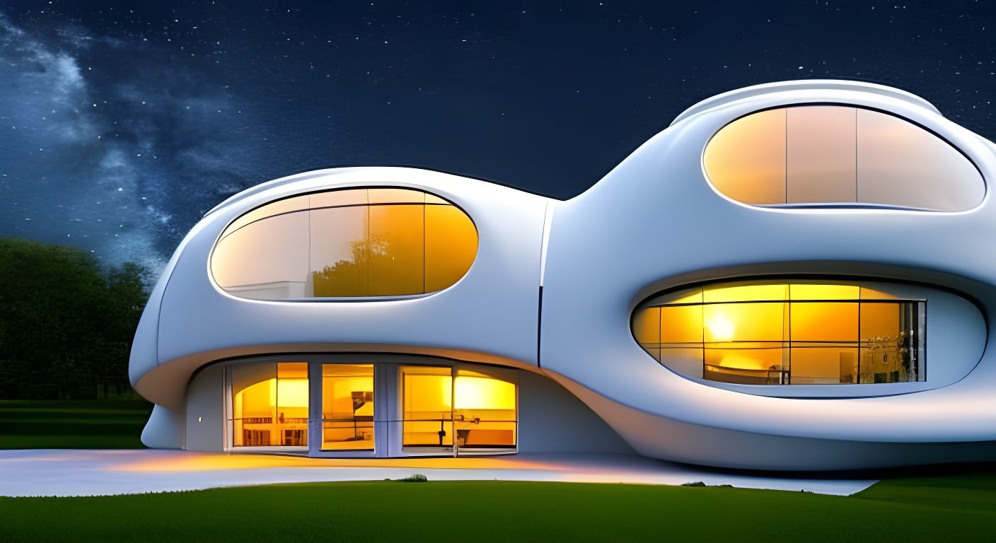 Futuristic White House Under Starry Night Sky