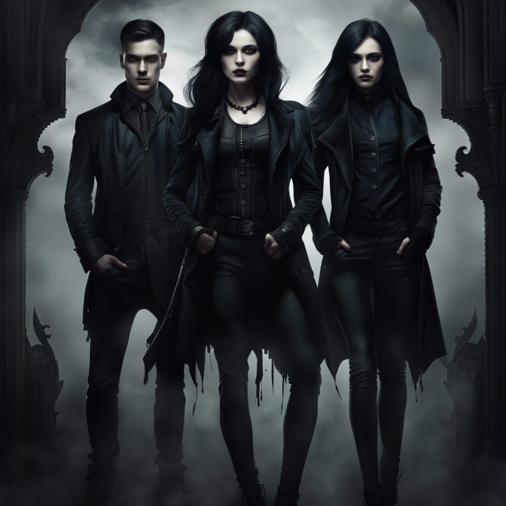 Gothic Siblings in Noir Style Matte Painting