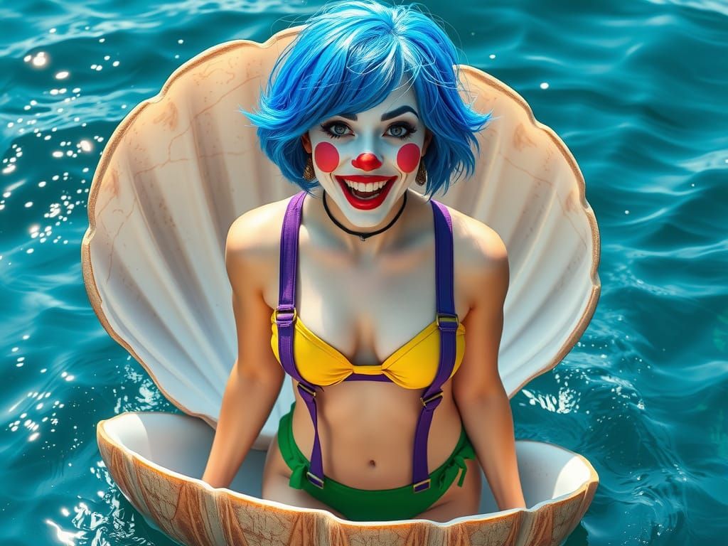 Clown as Aphrodite in Hyper-Realistic Style
