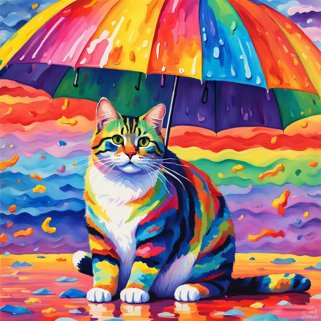 Lisa frank rainbow fat cat umbrella