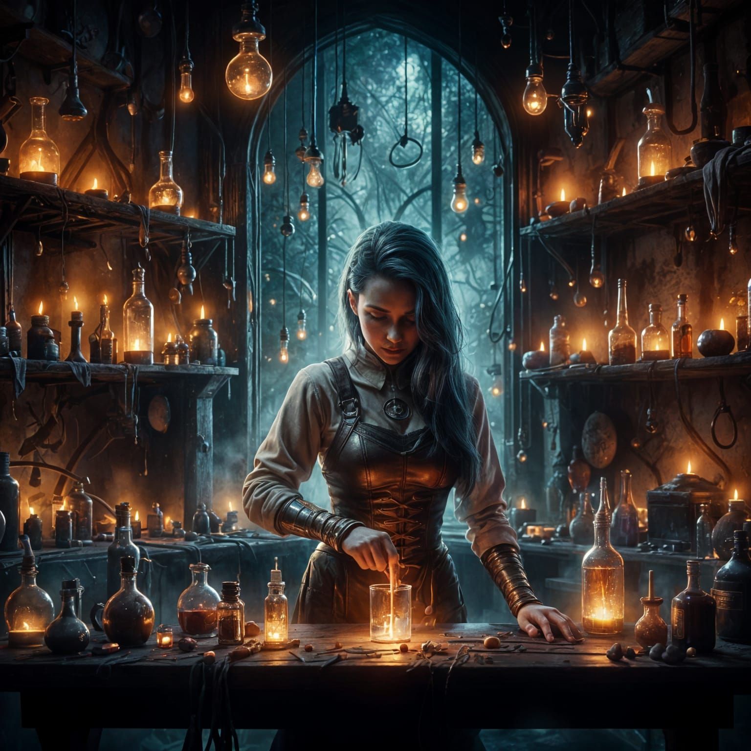 Fantasy Lab: Woman Creating Magic Potions