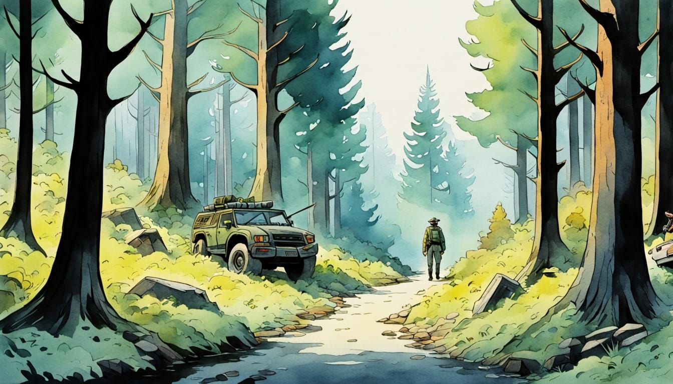 Surreal Moebius-Inspired Major Grubert in Enchanted Forest