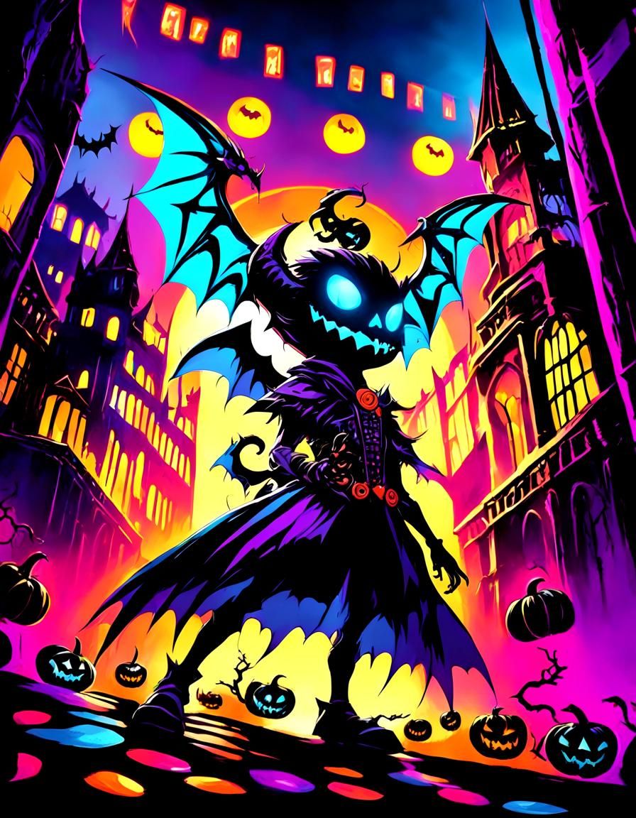 Creepy Demon in Spooky Castle, Dark Fantasy Art