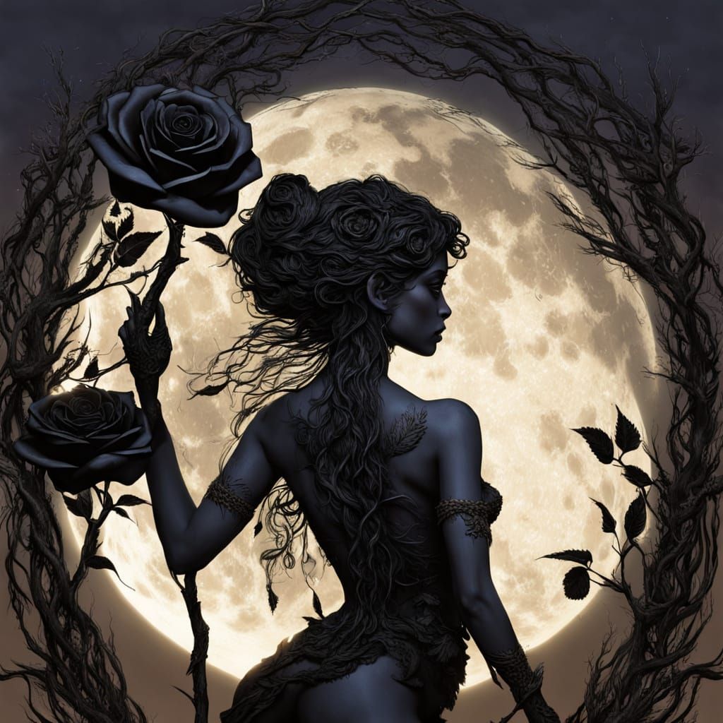 Moonlit Black Rose Dryad