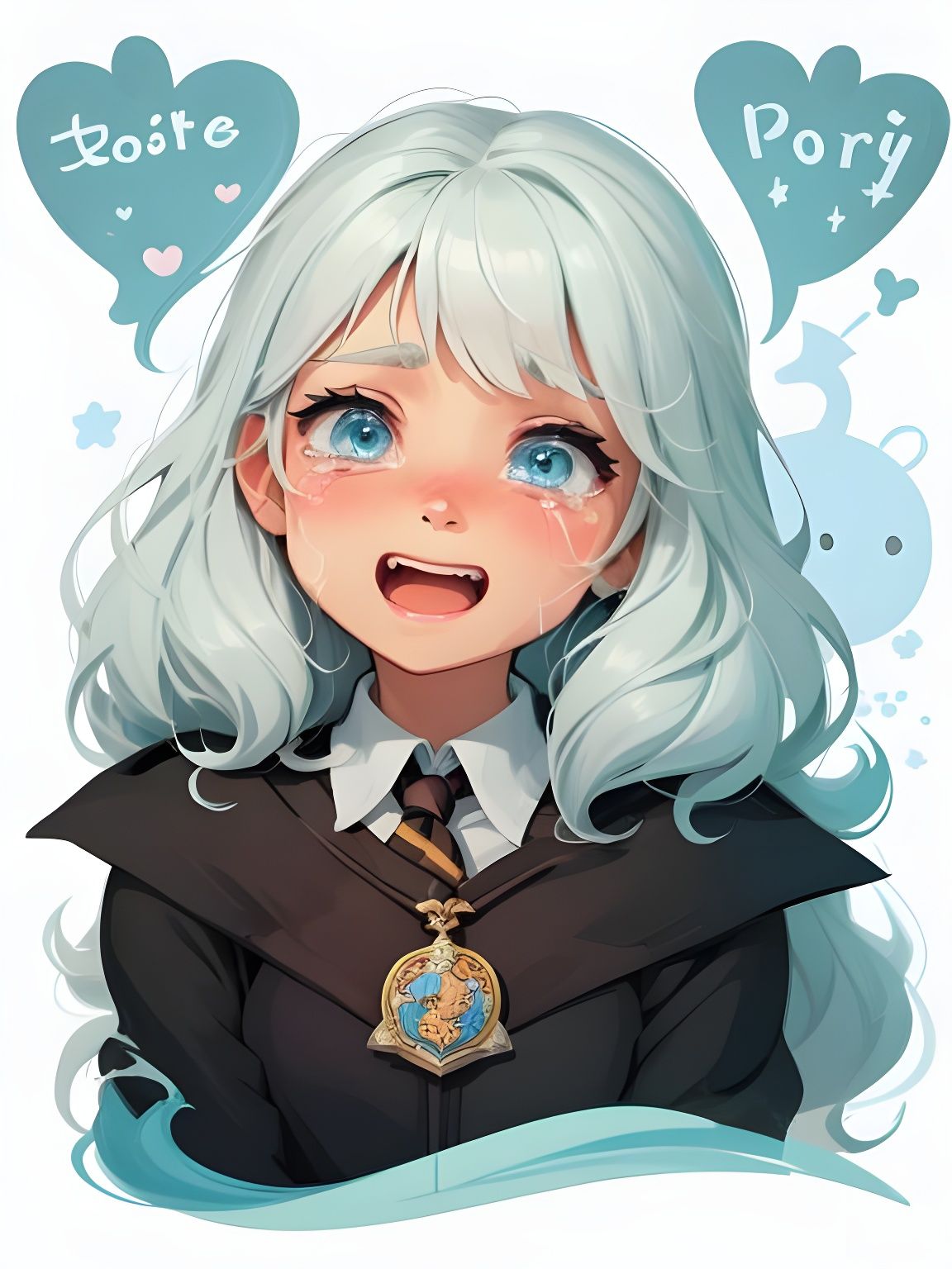 Cute Cartoon Witch Crying While Casting Magic