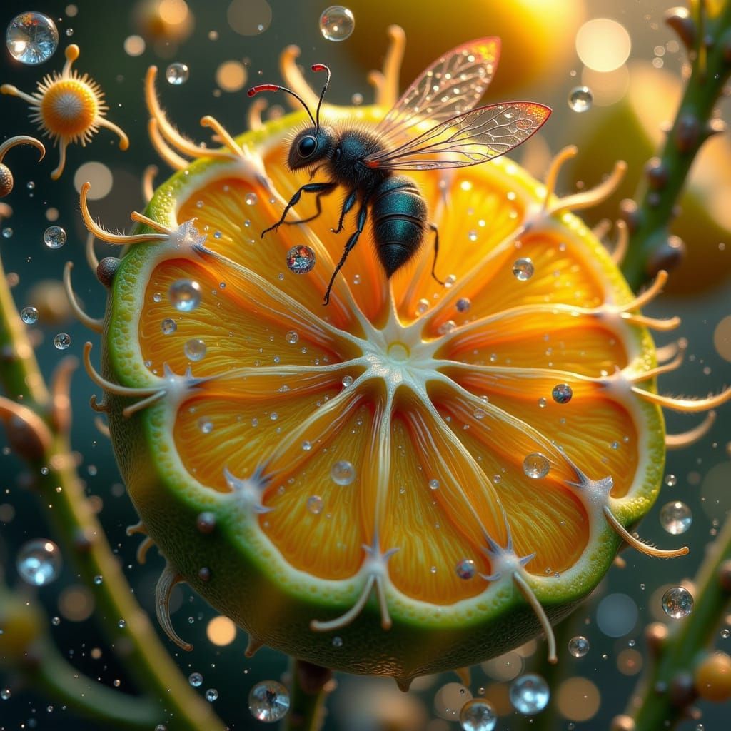 Vibrant Citrus Fruit from an Ant's Perspective in Whimsical ...