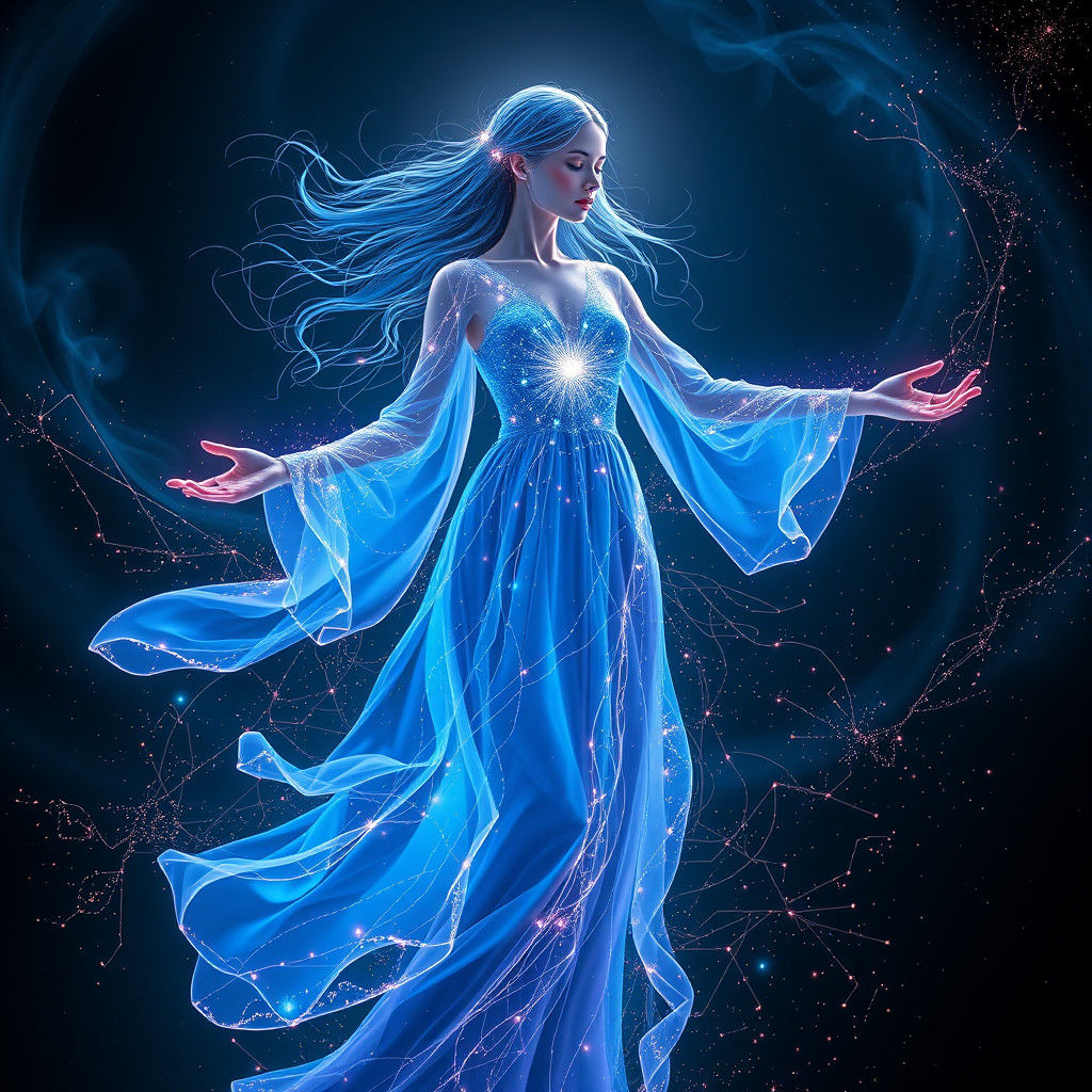Ethereal Cosmic Being in Luminous Digital Art Style