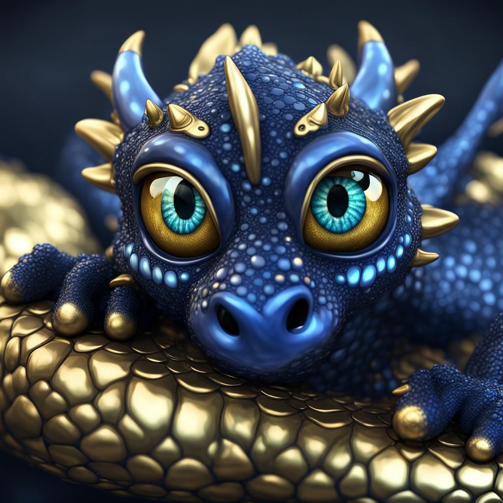 Cute Baby Dragon with Fractal Scales in 3D