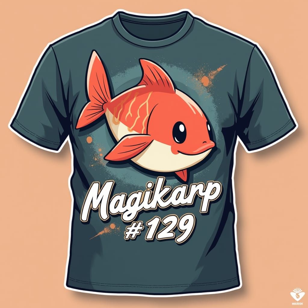 Magikarp Pokémon T-Shirt Design in Deep Blue