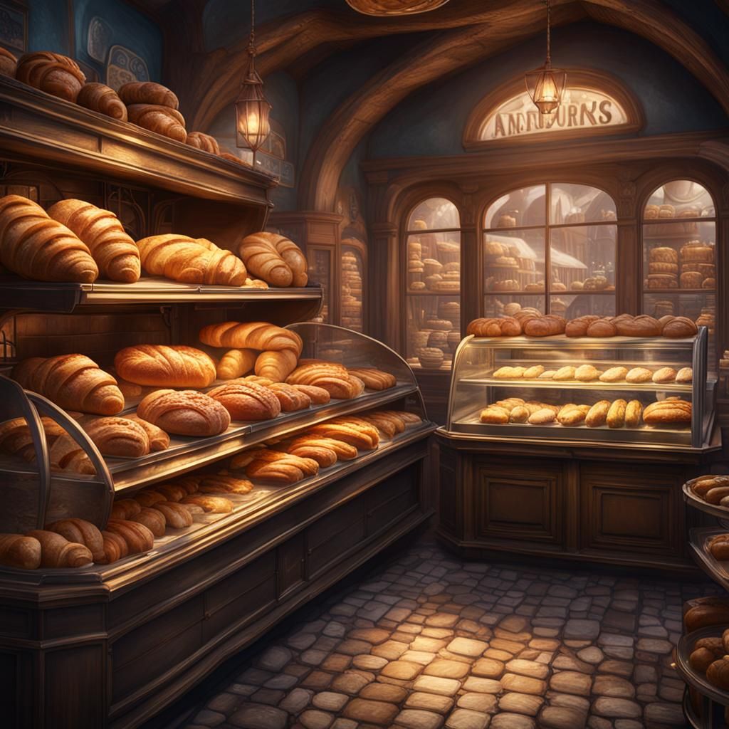 Bakery Shop with Breads and Cookies: Matte Painting