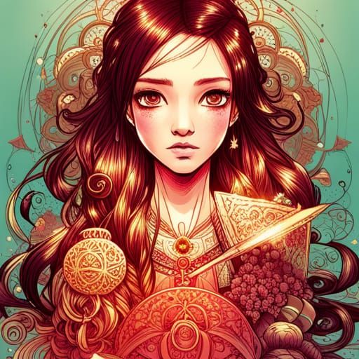 Luminous Japanese Princess Digital Painting