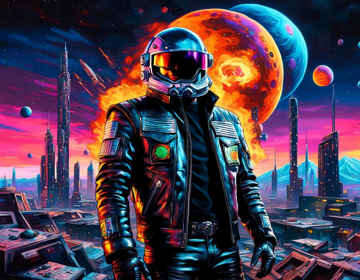 Interstellar Outlaw Wanted Poster: Futuristic Oil Painting