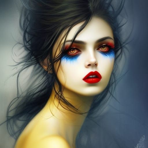 Glamorous Dark Fantasy Woman in Vivid Colors