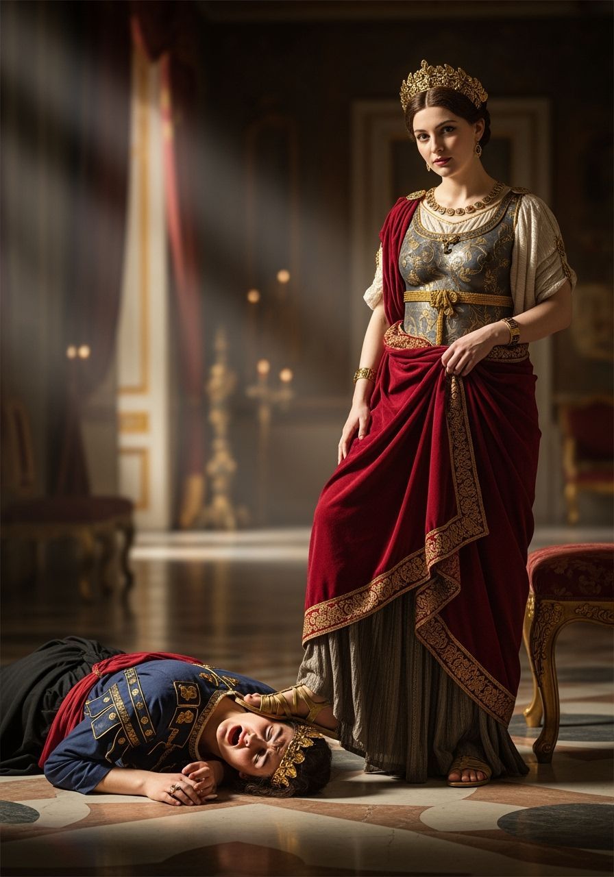 Roman Empress Tramples Servant in Palace, Baroque Style