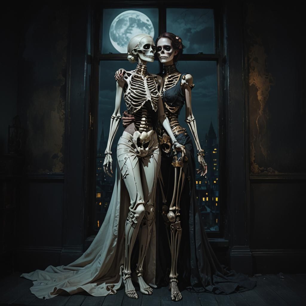 Steampunk Siamese Twins Overlook London at Dusk