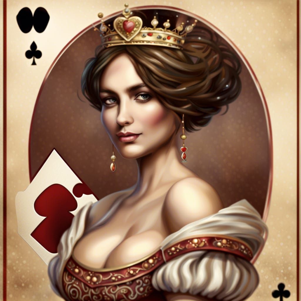 Queen of Clubs: Romantic, Realistic Card Design