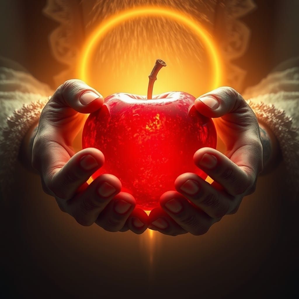 God Holding Poison Apple in Celestial Realm