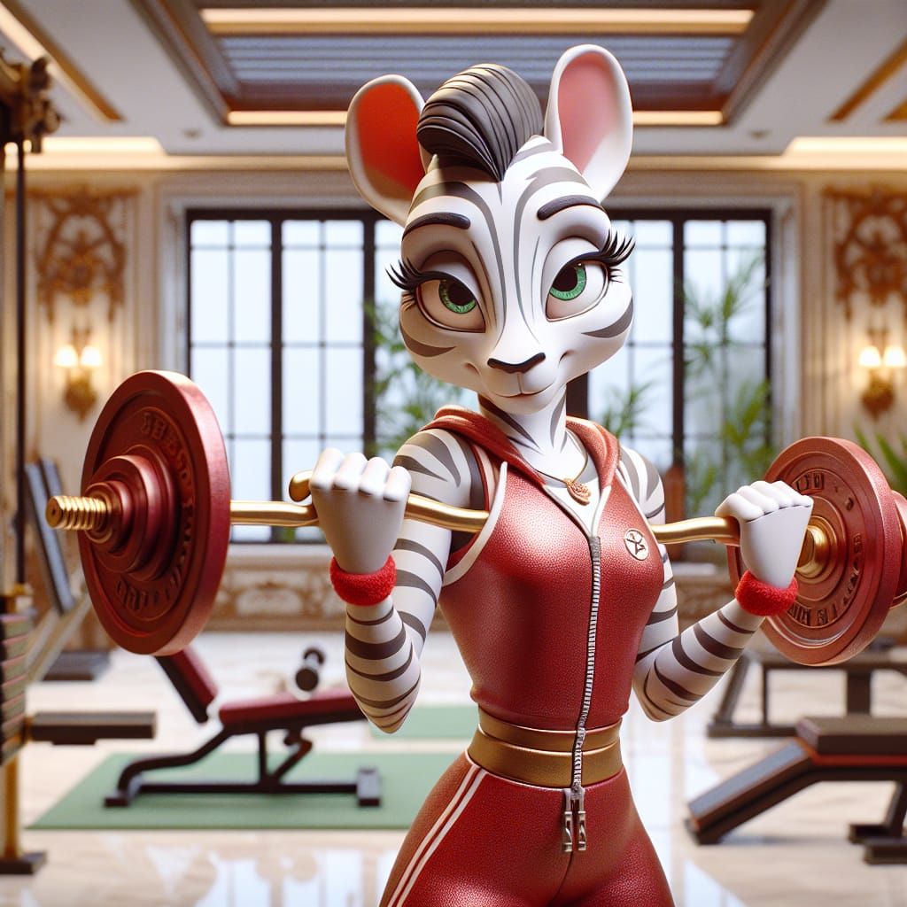 A Disney Pixar style 3D scene featuring a fancy female anthr...