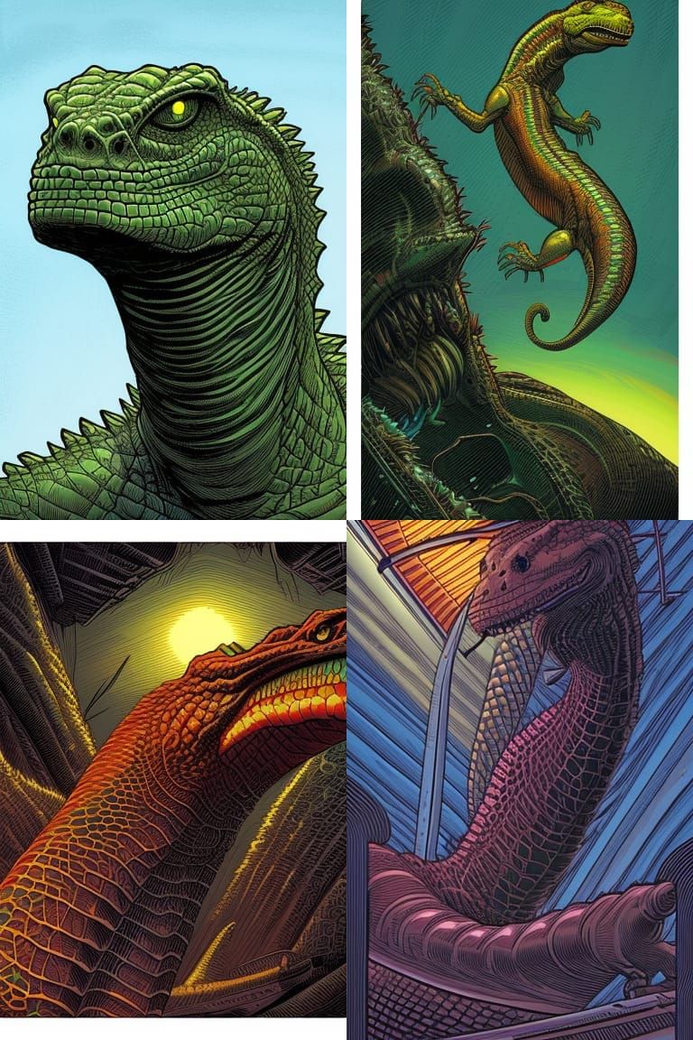 Reptilian Humanoid in Comic Book Art Style