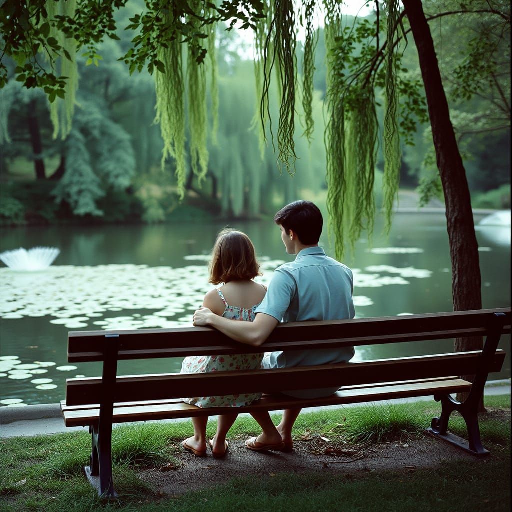 Romantic Park Scene in 1980s New York