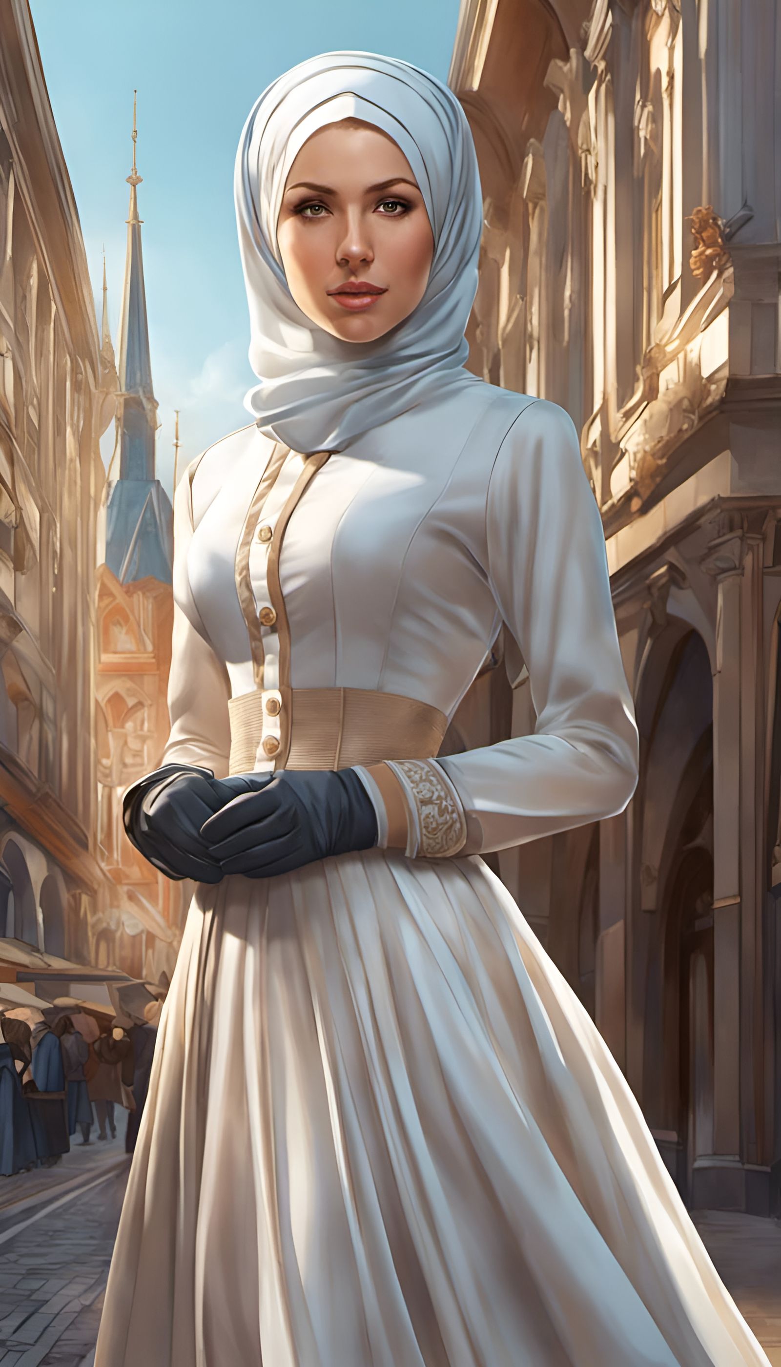 Victorian Woman in Hijab, Hyperdetailed Portrait