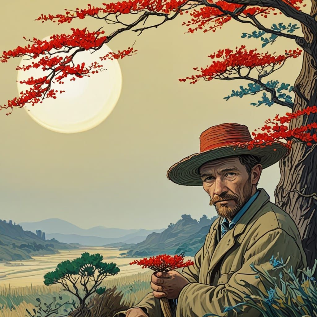 Surprised Frog Portrait in Fauvist Expressionism