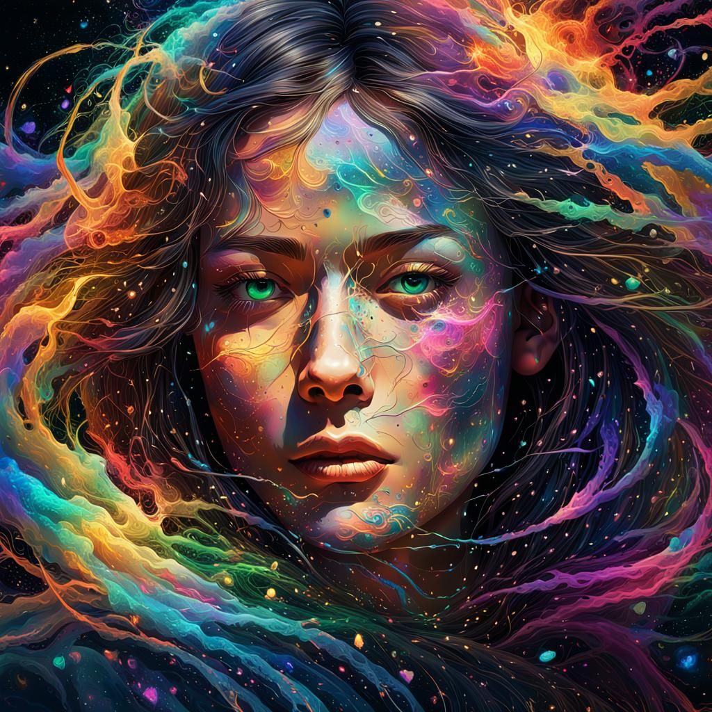 Emotional Portrait in Vibrant Splatter Art Style