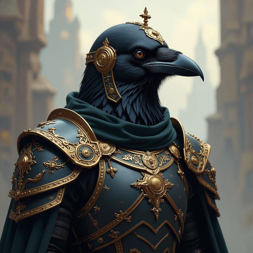Raven in Golden Armor with Helmet of Salvation