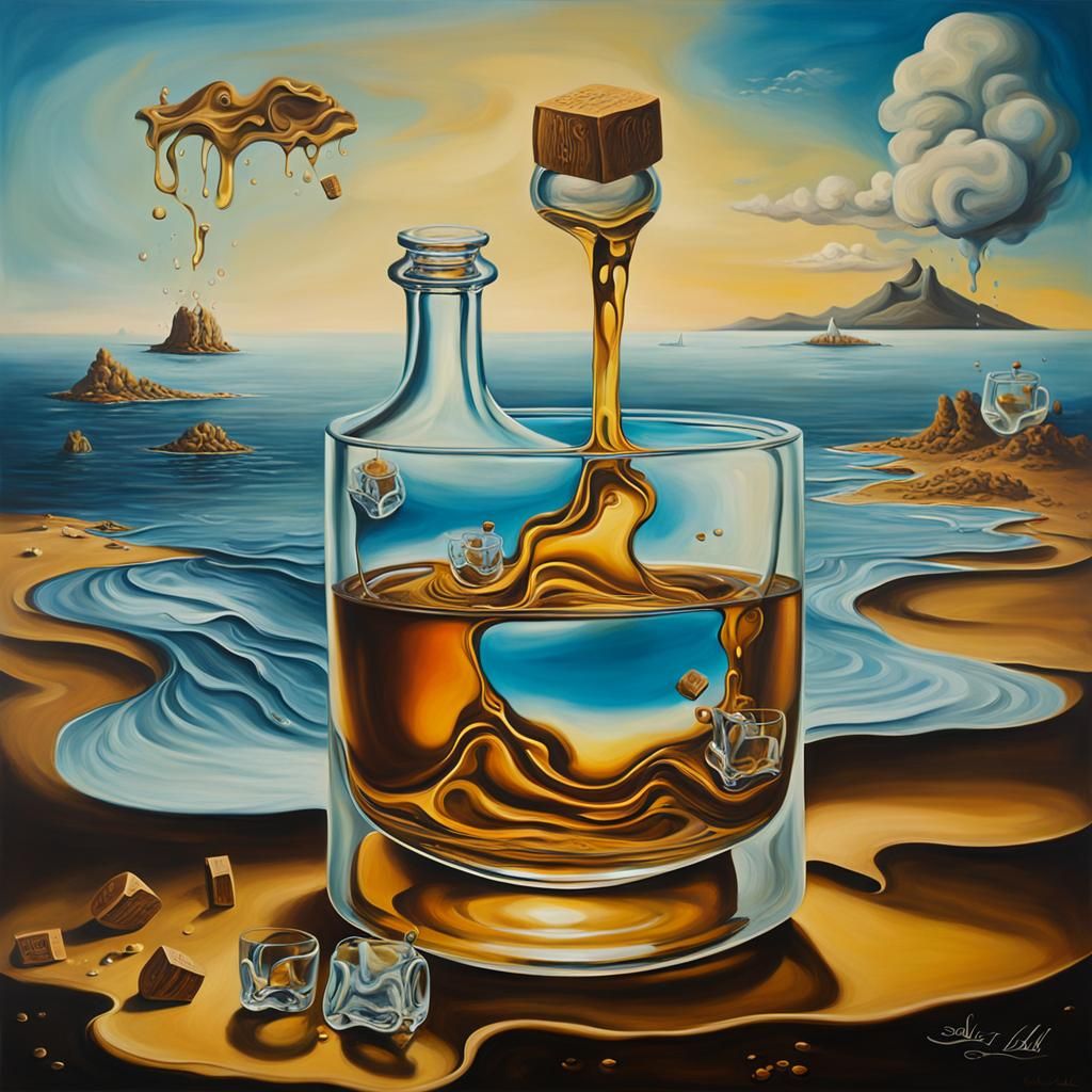 Surreal Whiskey Ocean Inspired by Salvador Dali