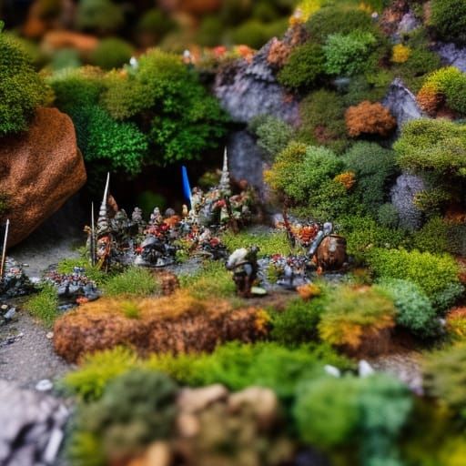 Epic Fantasy Wargaming Diorama with Dragon and Orcs