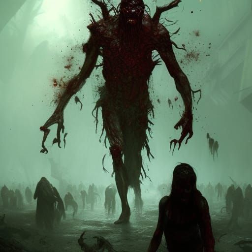 Zombies Feast: Dark Fantasy Art in 8K Resolution