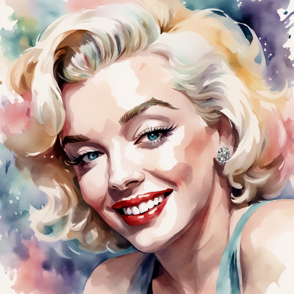 Seductive Marilyn Monroe in Watercolor Style