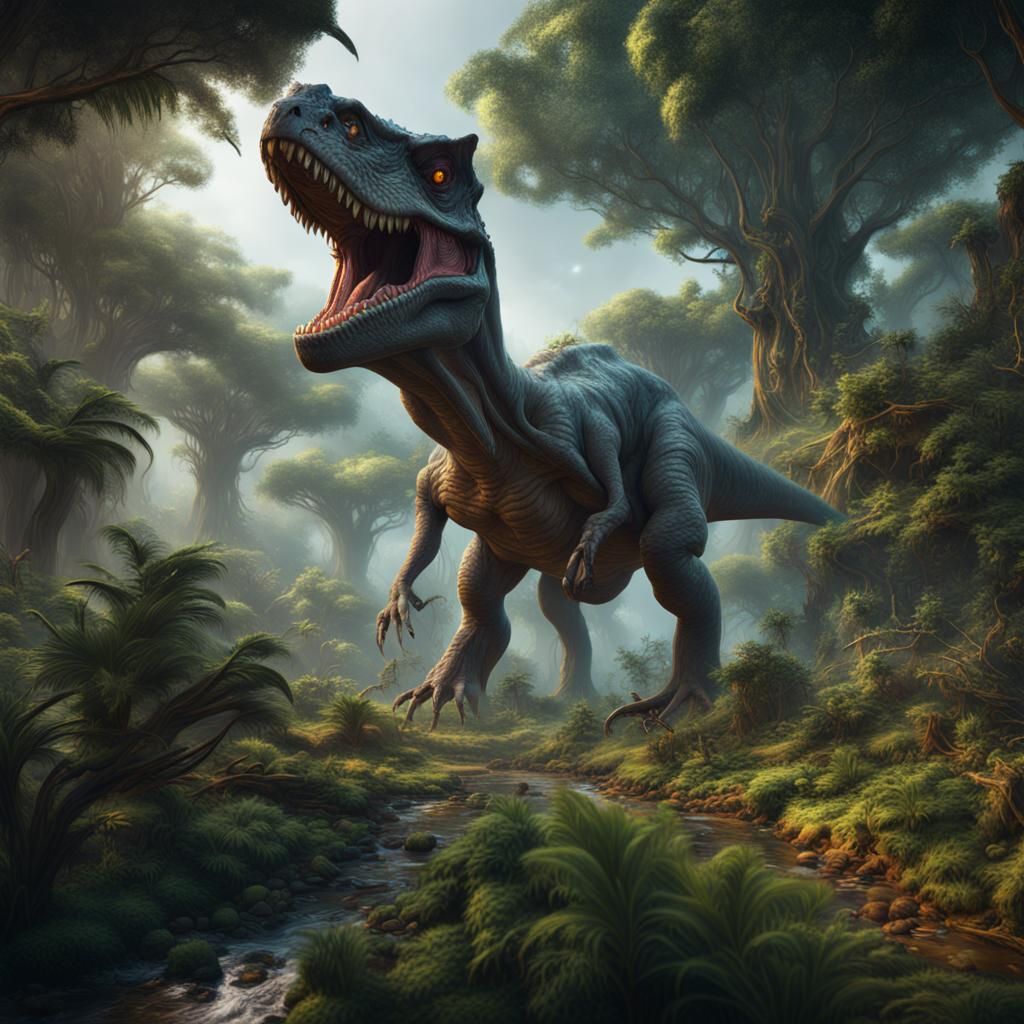Detailed Jurassic Forest Concept Art