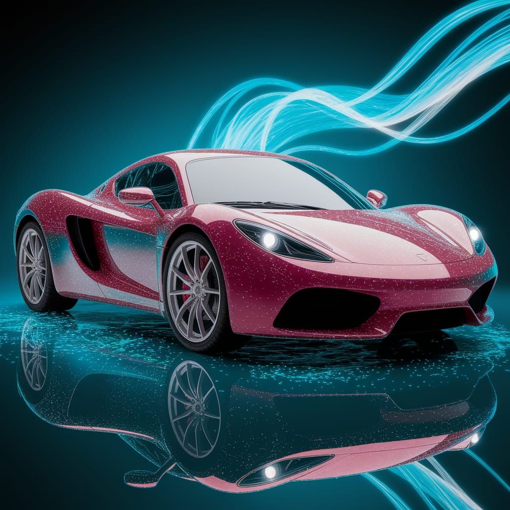 Fantasy Glossy Sports Car in Bioluminescent Scifi Style