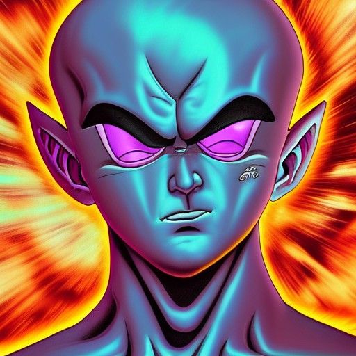 Frieza in Holographic Cosmic Art Style