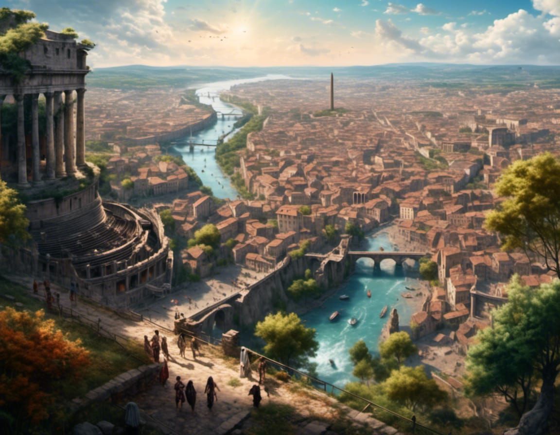 Overhead View of the Roman Empire as Matte Painting