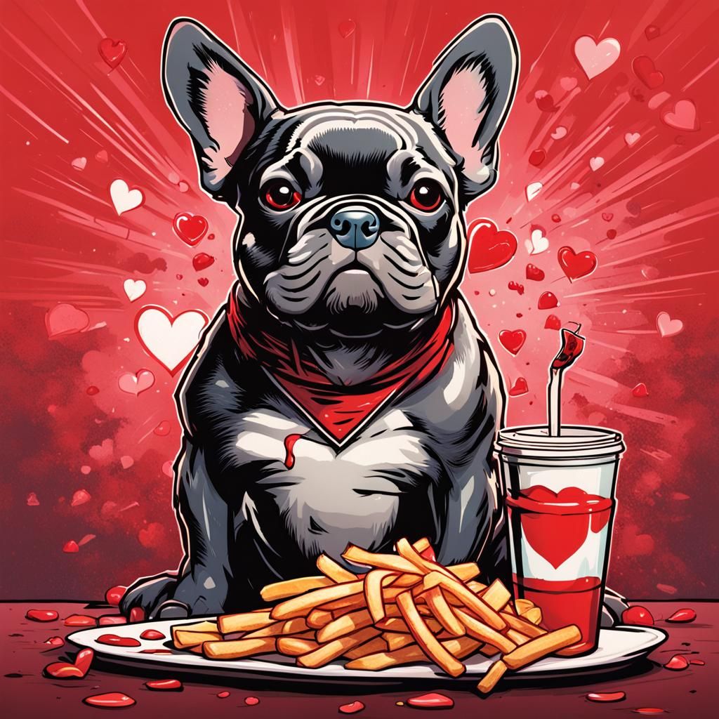 French Bulldog's Valentine's Day Treat: Comic Book Art