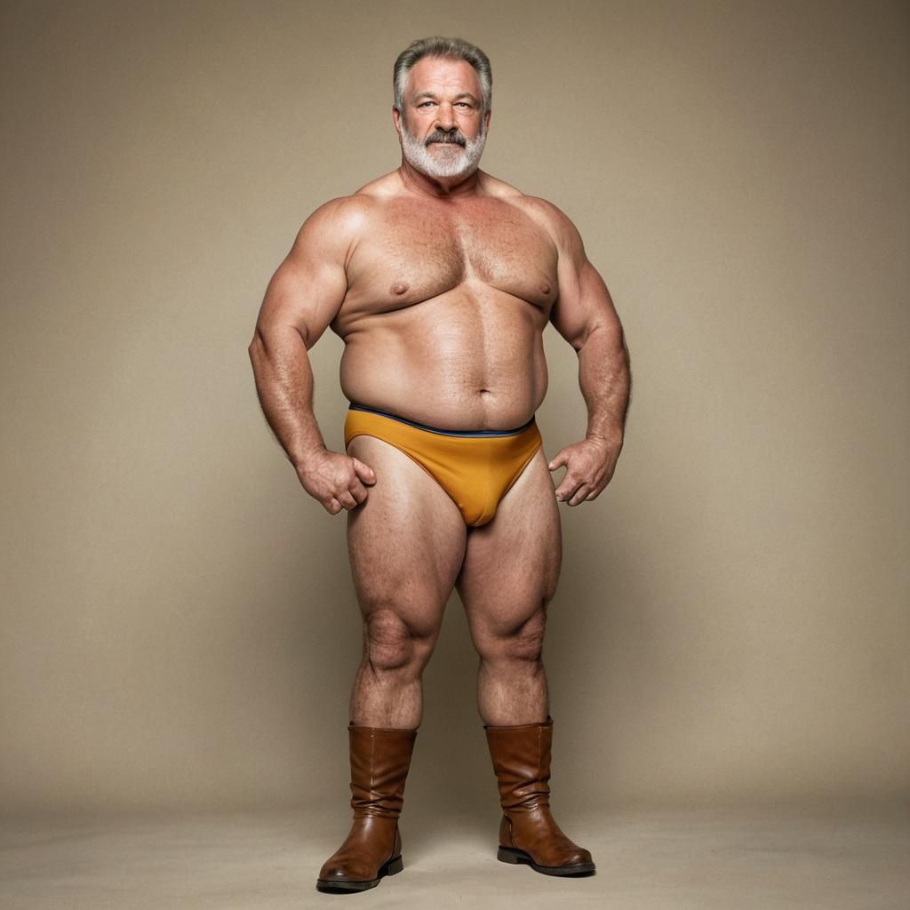 Burly Wrestler Poses: Bodybuilder Photography in 80s Style