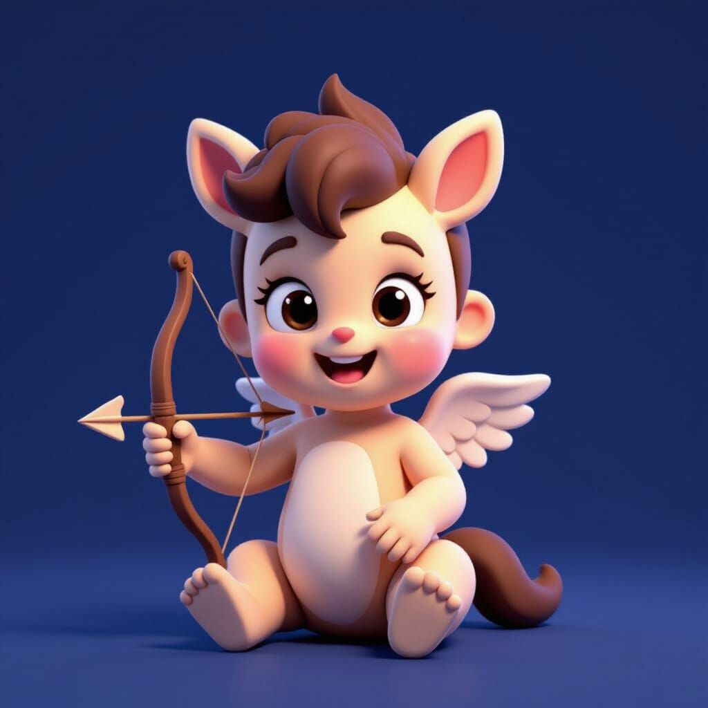 Cute Baby Centaur Sagittarius in Minimalist 3D Style