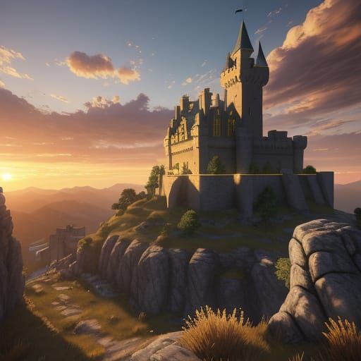 Sunset Castle: Epic 3D Game Cinematic Graphics
