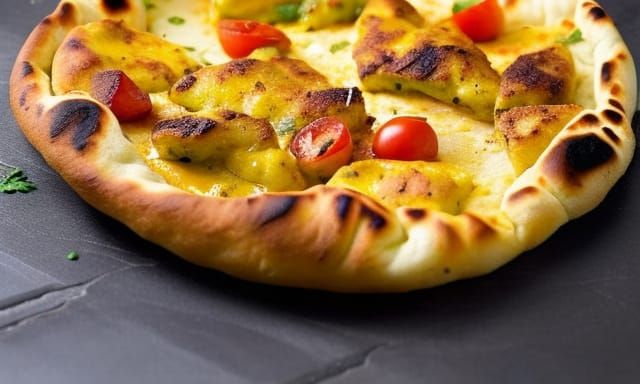 Indian Naan Bread with Cheese and Masala