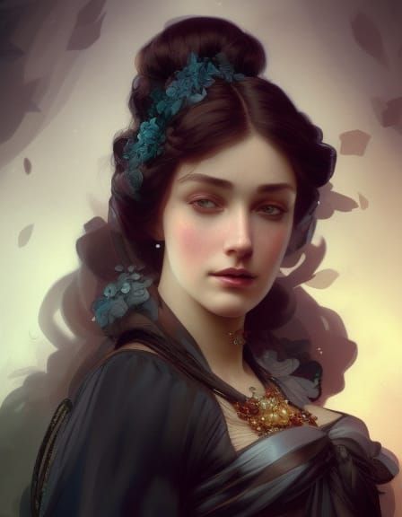 Victorian Lady Portrait in Hyperdetailed Style