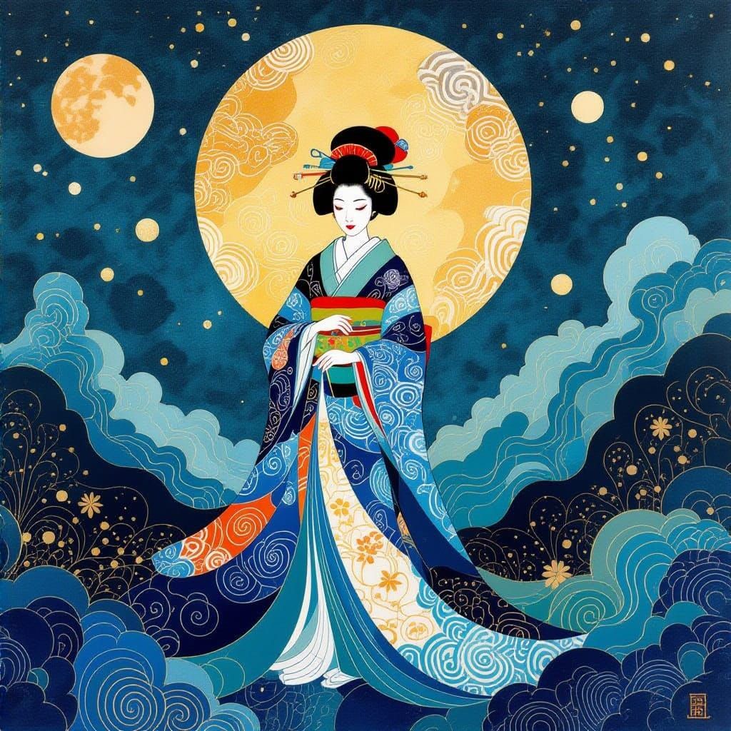 Mystical Lady in Psychedelic Fractal Universe