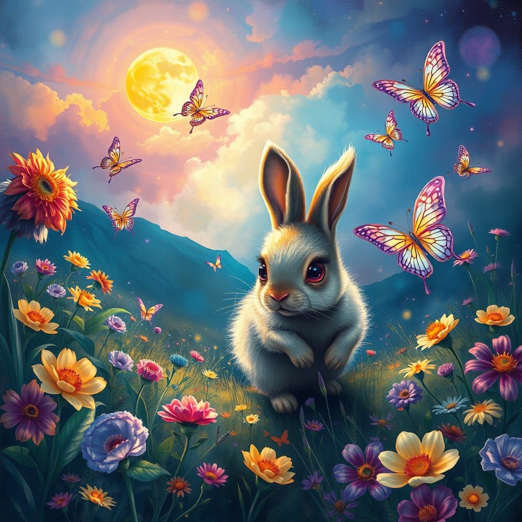 Whimsical Dreamscapes with Iridescent Creatures and Jewel-To...