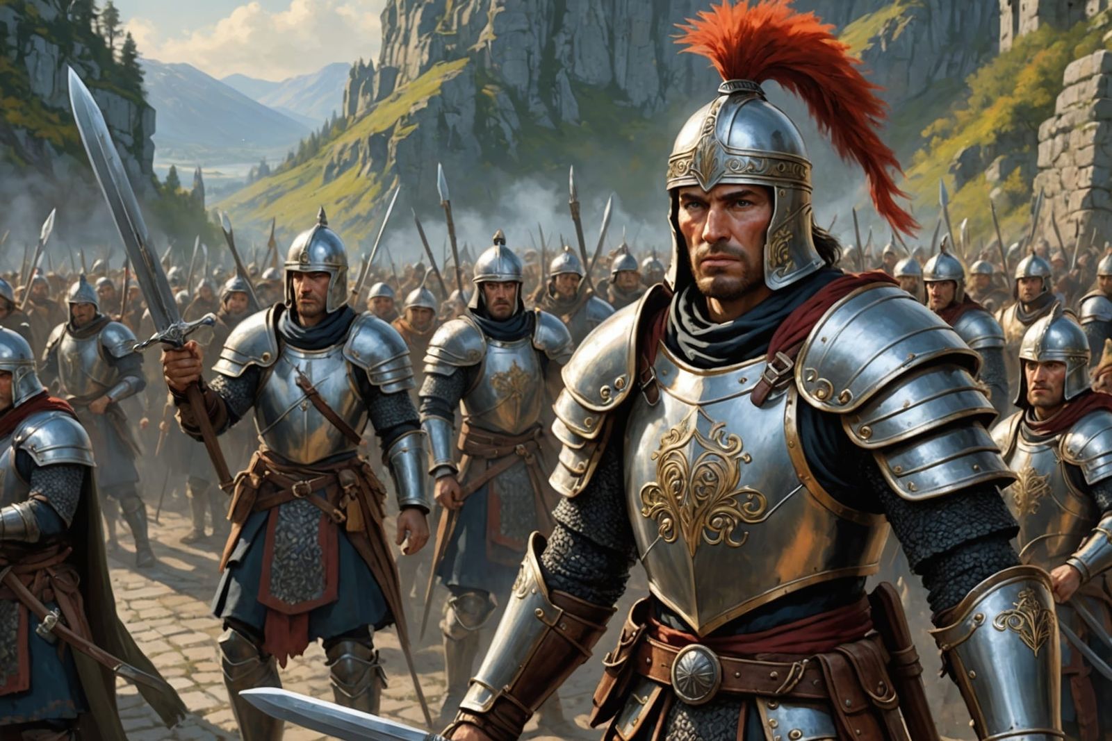 Breton Warrior in Ornate Armor, Digital Painting