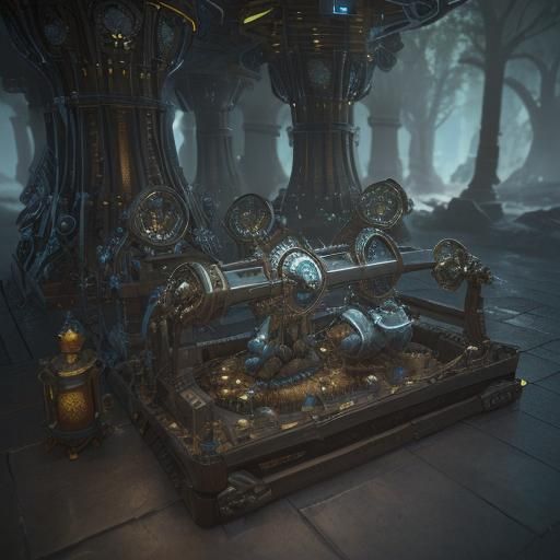 Detailed Steampunk Time Device in 3D