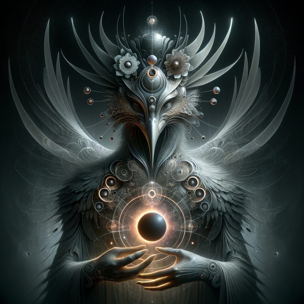 Cosmic Bird: a Necrofunk Hologram in Desaturated Noir