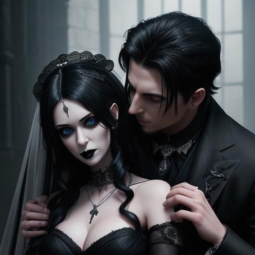 Gothic Wedding: Romantic Moment in Digital Painting