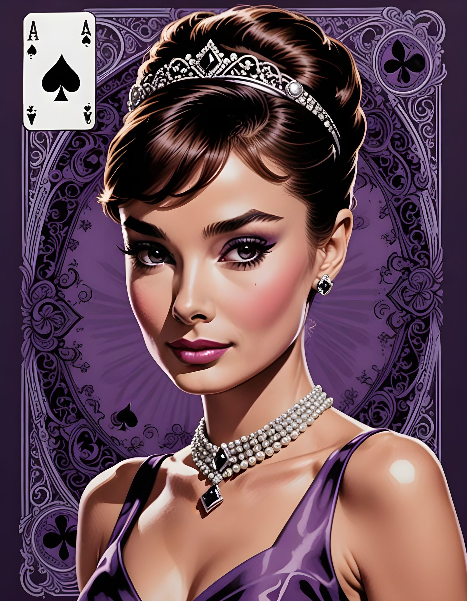 Audrey Hepburn as Playing Card in Comic Book Art